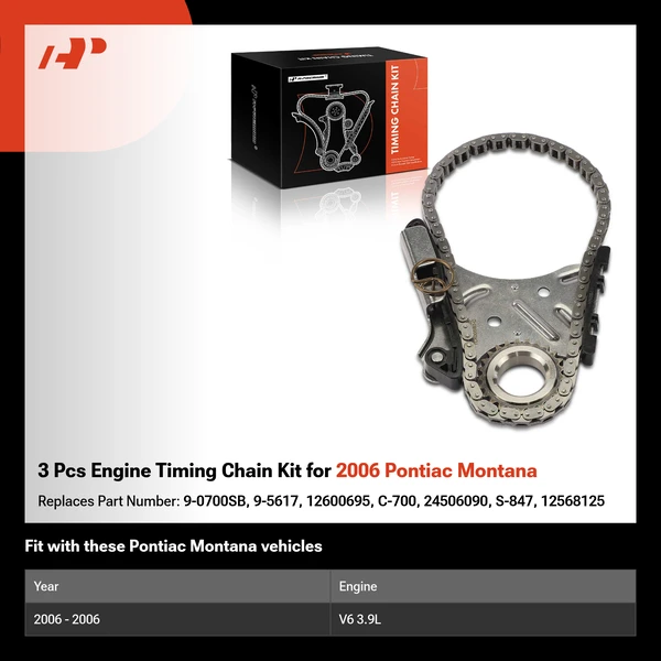3 Pcs Engine Timing Chain Kit for 2006 Pontiac Montana