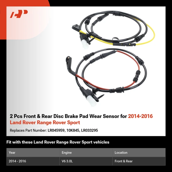 2 Pcs Front & Rear Disc Brake Pad Wear Sensor for 2014-2016 Land Rover Range Rover Sport