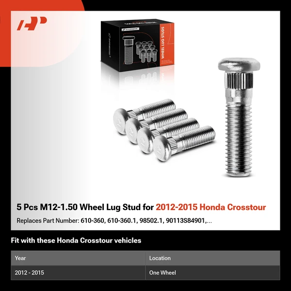 5 Pcs M12-1.50 Wheel Lug Stud for 2012-2015 Honda Crosstour