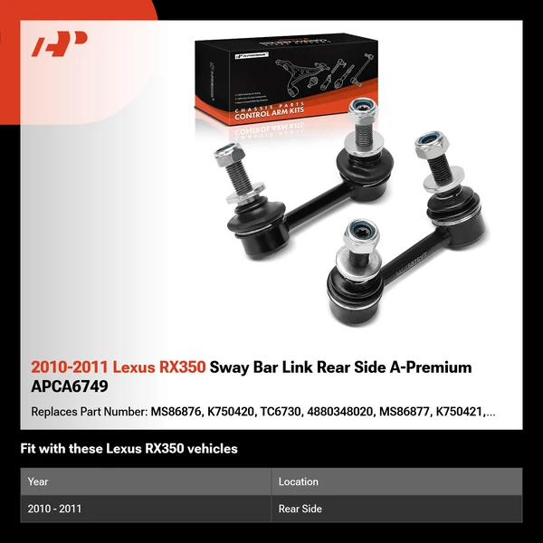 2010-2011 Lexus RX350 Sway Bar Link Rear Side A-Premium APCA6749