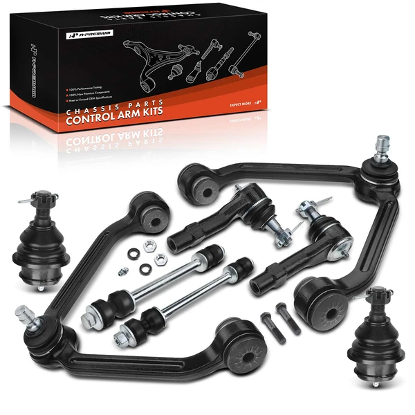 A Set of 8 Control Arm Ball Joint Sway Bar Link Tie Rod End Kit Front Side A-Premium APCA1030