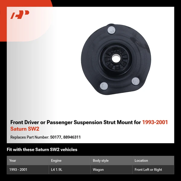 Front Driver or Passenger Suspension Strut Mount for 1993-2001 Saturn SW2