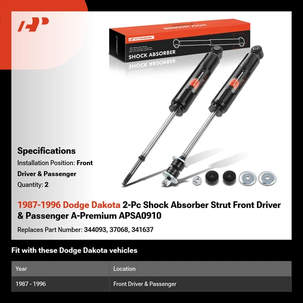 1987-1996 Dodge Dakota 2-Pc Shock Absorber Strut Front Driver & Passenger A-Premium APSA0910