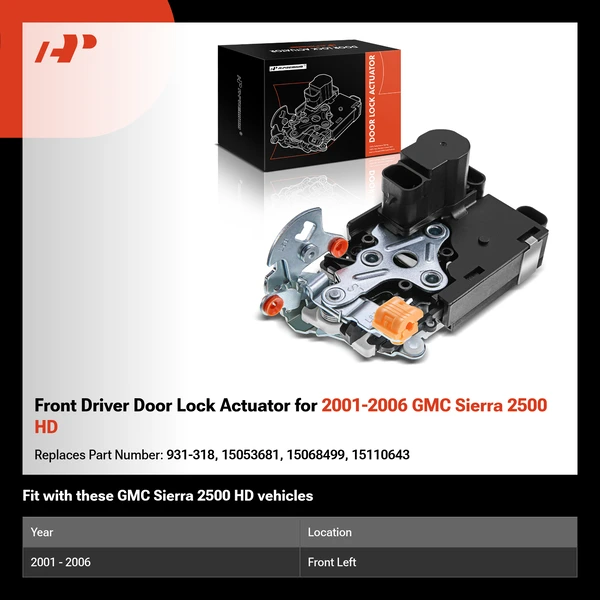 Front Driver Door Lock Actuator for 2001-2006 GMC Sierra 2500 HD