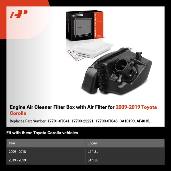Engine Air Cleaner Filter Box with Air Filter for 2009-2019 Toyota Corolla