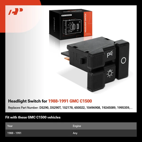 Headlight Switch for 1988-1991 GMC C1500
