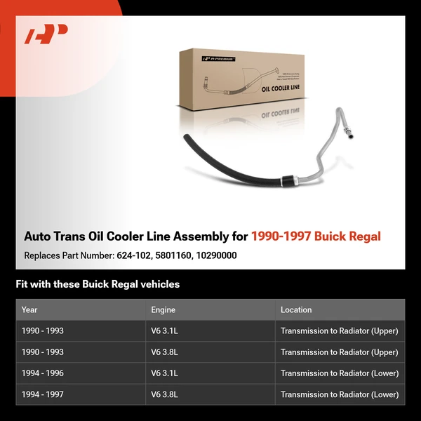 Auto Trans Oil Cooler Line Assembly for 1990-1997 Buick Regal