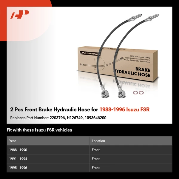 2 Pcs Front Brake Hydraulic Hose for 1988-1996 Isuzu FSR