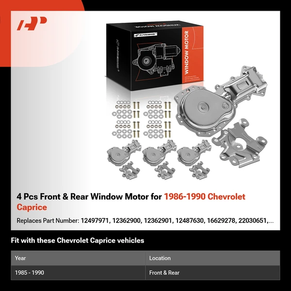 4 Pcs Front & Rear Window Motor for 1986-1990 Chevrolet Caprice