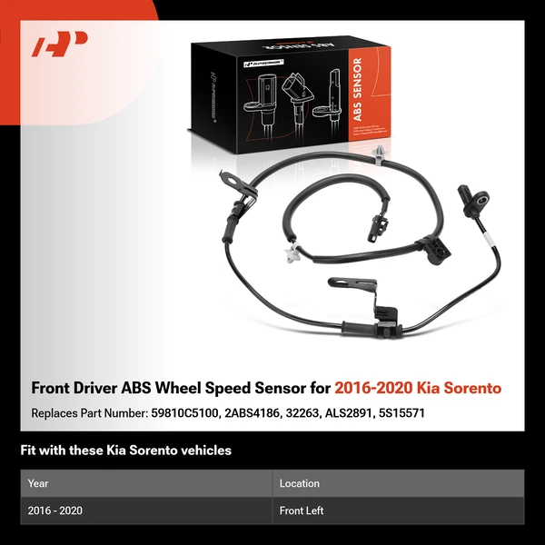 Front Driver ABS Wheel Speed Sensor for 2016-2020 Kia Sorento