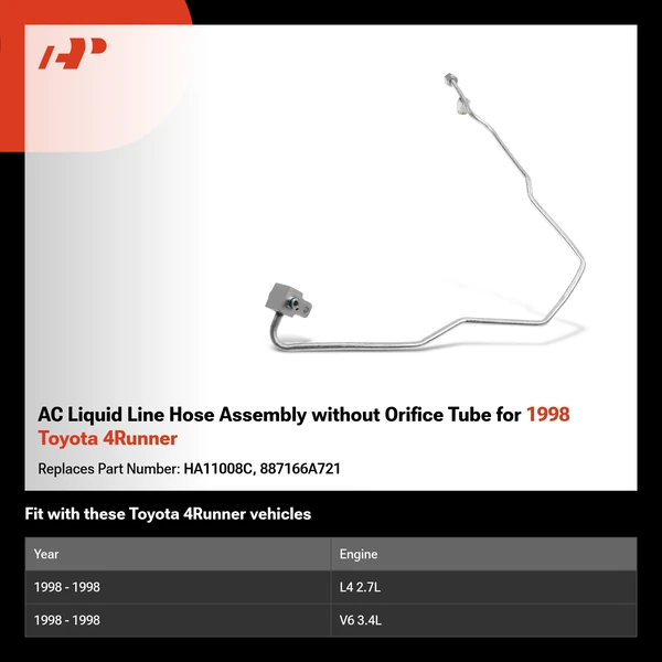 AC Liquid Line Hose Assembly without Orifice Tube for 1998 Toyota 4Runner