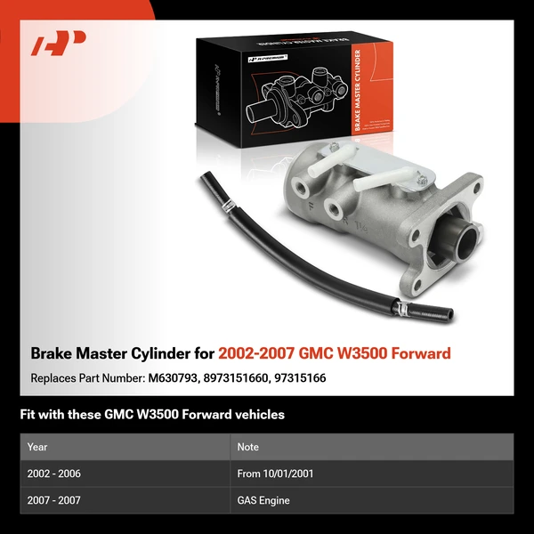Brake Master Cylinder for 2002-2007 GMC W3500 Forward