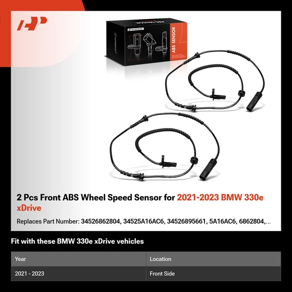 2 Pcs Front ABS Wheel Speed Sensor for 2021-2023 BMW 330e xDrive