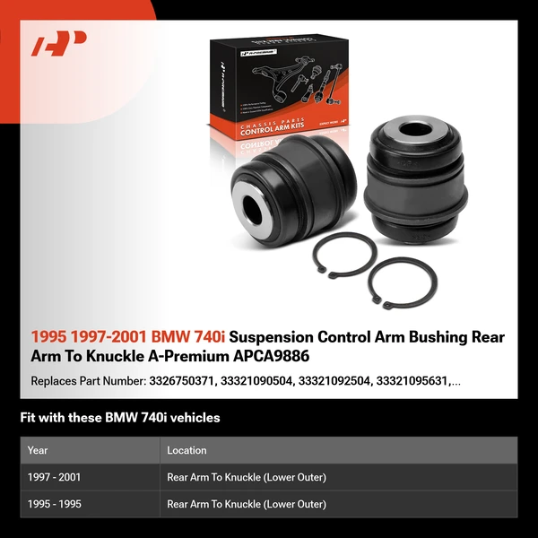 1995 1997-2001 BMW 740i Suspension Control Arm Bushing Rear Arm To Knuckle A-Premium APCA9886