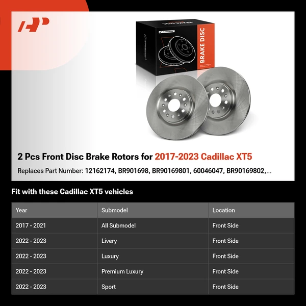 2 Pcs Front Disc Brake Rotors for 2017-2023 Cadillac XT5