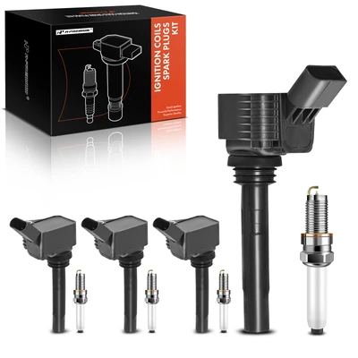 4 Pcs Black Ignition Coil & 4 Pcs IRIDIUM Spark Plug Kit