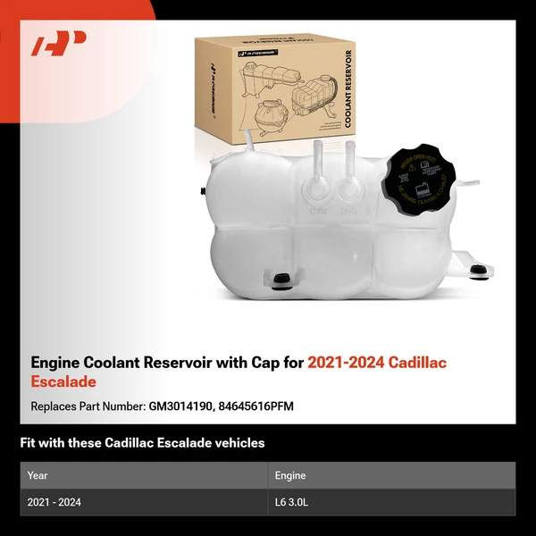 Engine Coolant Reservoir with Cap for 2021-2024 Cadillac Escalade