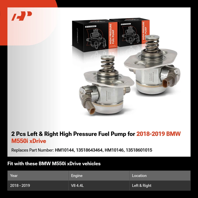 2 Pcs Left & Right High Pressure Fuel Pump for 2018-2019 BMW M550i xDrive