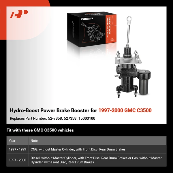 Hydro-Boost Power Brake Booster for 1997-2000 GMC C3500