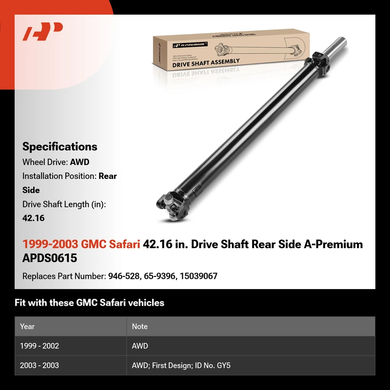 1999-2003 GMC Safari 42.16 in. Drive Shaft Rear Side A-Premium APDS0615