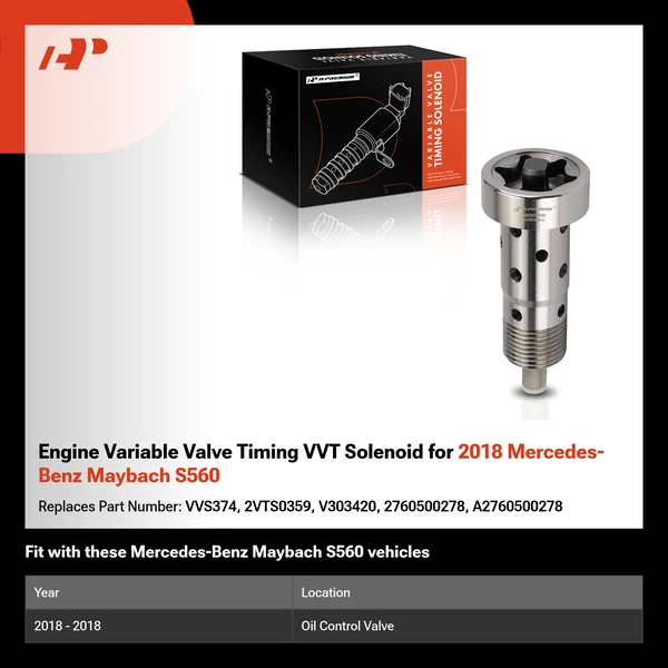 Engine Variable Valve Timing VVT Solenoid for 2018 Mercedes-Benz Maybach S560