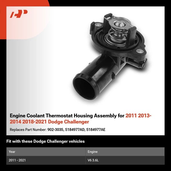 Engine Coolant Thermostat Housing Assembly for 2011 2013-2014 2018-2021 Dodge Challenger