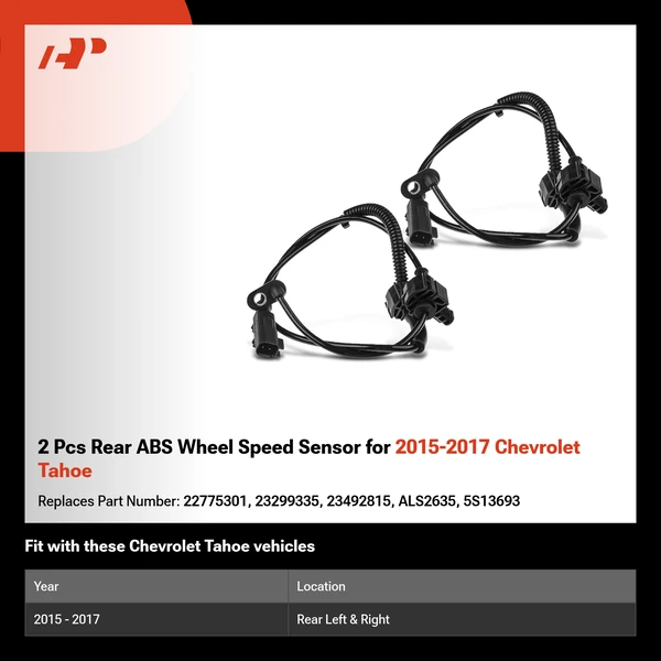 2 Pcs Rear ABS Wheel Speed Sensor for 2015-2017 Chevrolet Tahoe