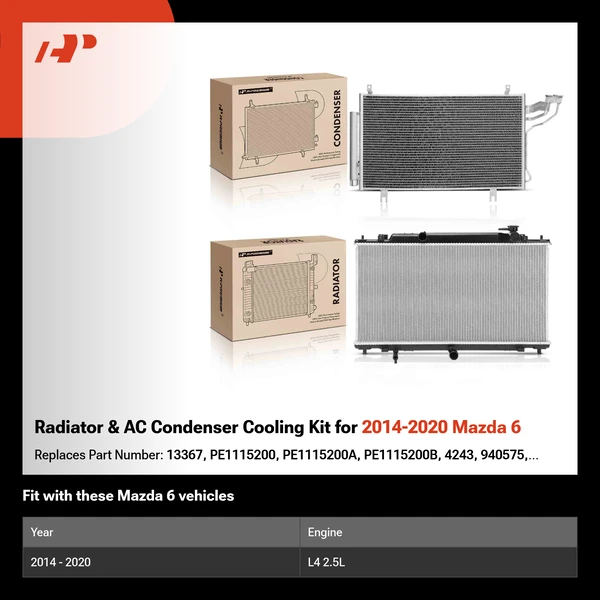 Radiator & AC Condenser Cooling Kit for 2014-2020 Mazda 6