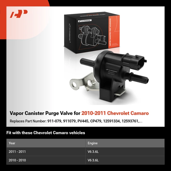 Vapor Canister Purge Valve for 2010-2011 Chevrolet Camaro