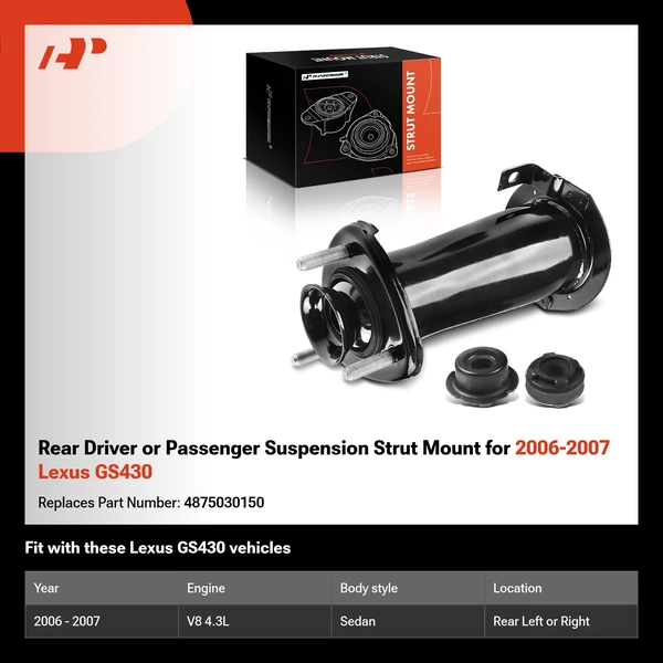 Rear Driver or Passenger Suspension Strut Mount for 2006-2007 Lexus GS430