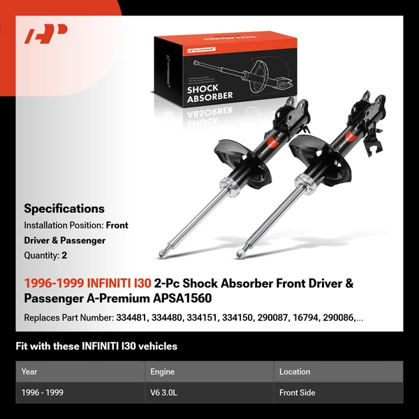 1996-1999 INFINITI I30 2-Pc Shock Absorber Front Driver & Passenger A-Premium APSA1560