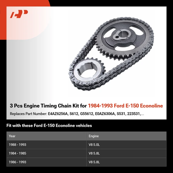 3 Pcs Engine Timing Chain Kit for 1984-1993 Ford E-150 Econoline