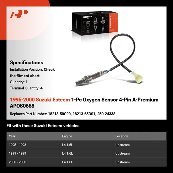1995-2000 Suzuki Esteem 1-Pc Oxygen Sensor 4-Pin A-Premium APOS0668
