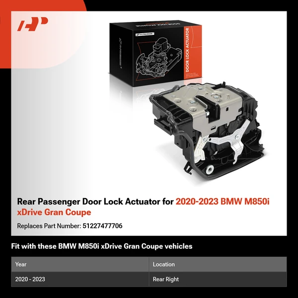 Rear Passenger Door Lock Actuator for 2020-2023 BMW M850i xDrive Gran Coupe