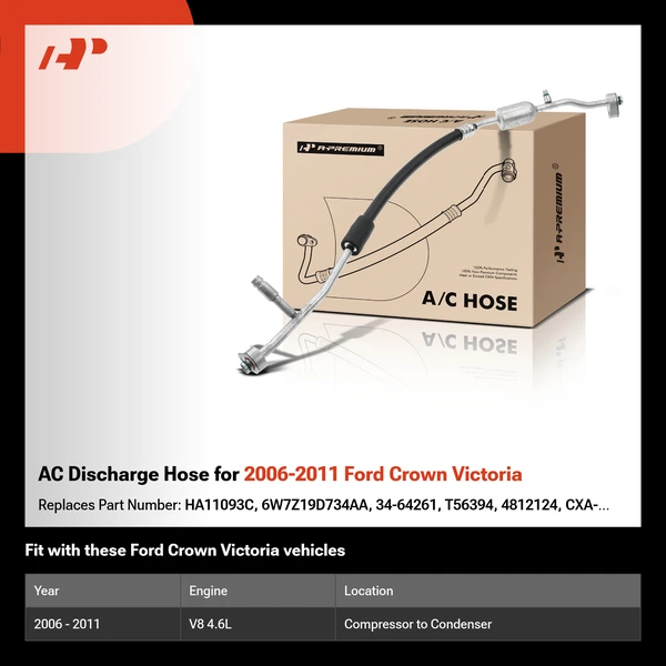 AC Discharge Hose for 2006-2011 Ford Crown Victoria