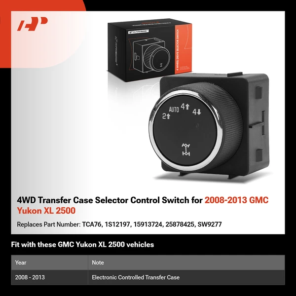 4WD Transfer Case Selector Control Switch for 2008-2013 GMC Yukon XL 2500