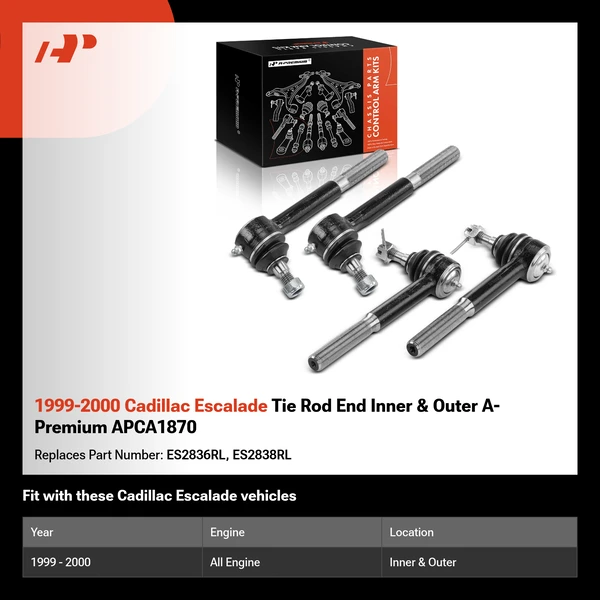 1999-2000 Cadillac Escalade Tie Rod End Inner & Outer A-Premium APCA1870