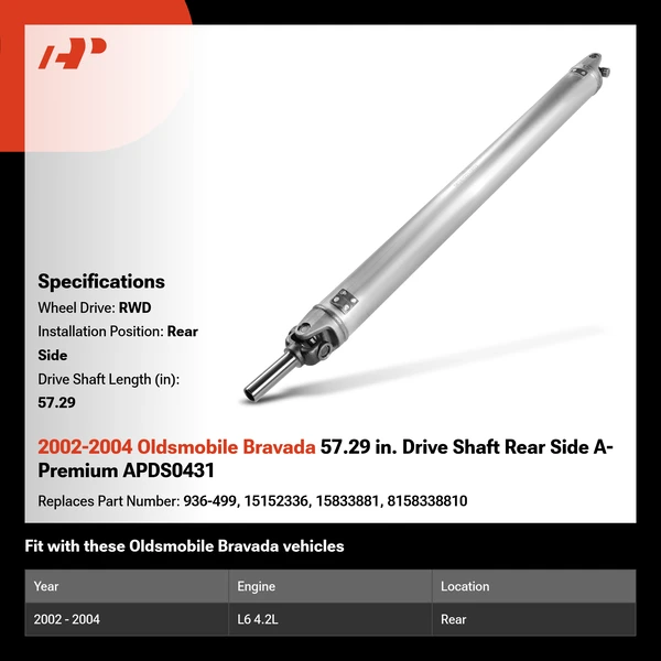 2002-2004 Oldsmobile Bravada 57.29 in. Drive Shaft Rear Side A-Premium APDS0431