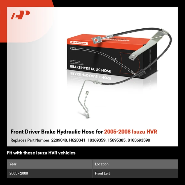 Front Driver Brake Hydraulic Hose for 2005-2008 Isuzu HVR