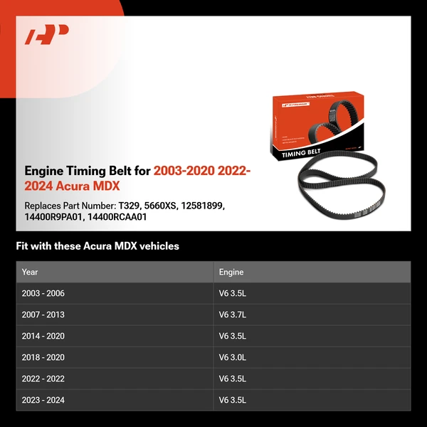 Engine Timing Belt for 2003-2020 2022-2024 Acura MDX