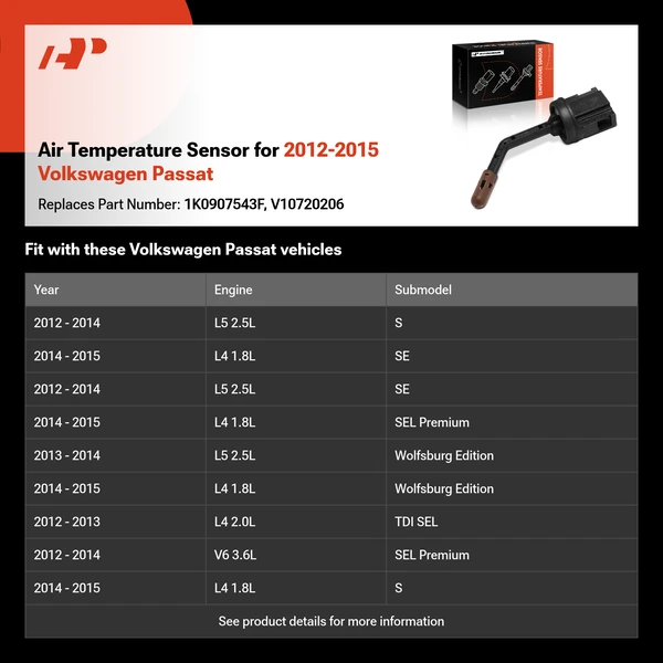 Air Temperature Sensor for 2012-2015 Volkswagen Passat