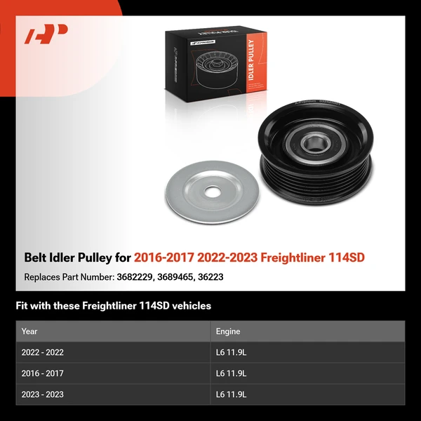 Belt Idler Pulley for 2016-2017 2022-2023 Freightliner 114SD