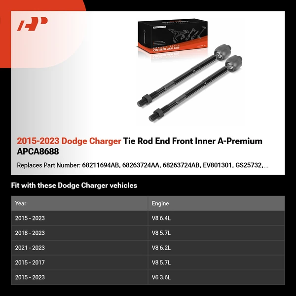 2015-2023 Dodge Charger Tie Rod End Front Inner A-Premium APCA8688