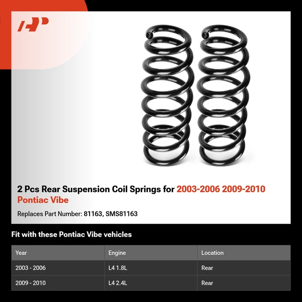 2 Pcs Rear Suspension Coil Springs for 2003-2006 2009-2010 Pontiac Vibe