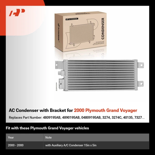 AC Condenser with Bracket for 2000 Plymouth Grand Voyager