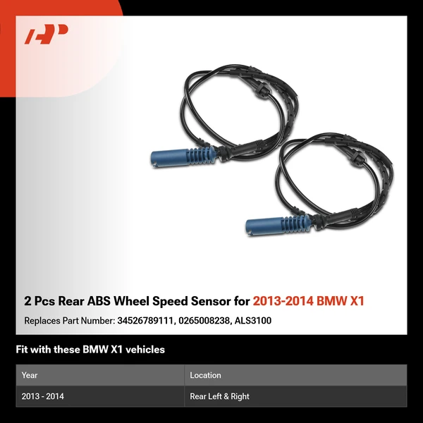 2 Pcs Rear ABS Wheel Speed Sensor for 2013-2014 BMW X1