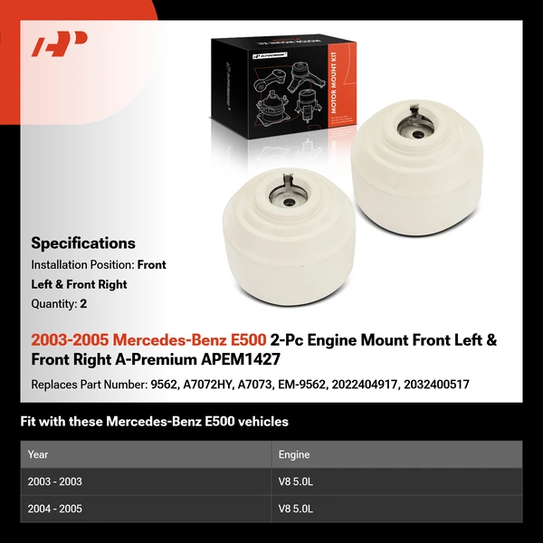 2003-2005 Mercedes-Benz E500 2-Pc Engine Mount Front Left & Front Right A-Premium APEM1427