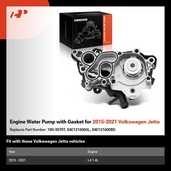Engine Water Pump with Gasket for 2015-2021 Volkswagen Jetta