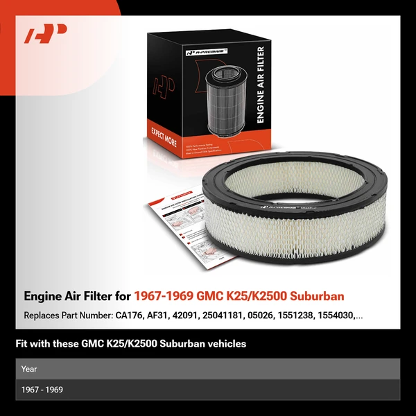 Engine Air Filter for 1967-1969 GMC K25/K2500 Suburban