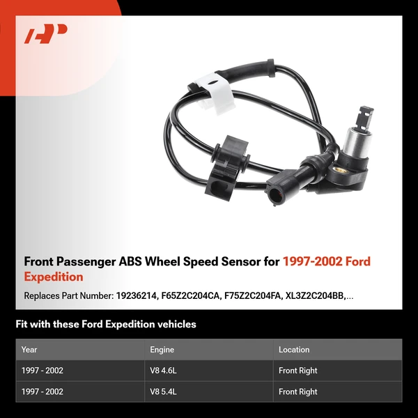 Front Passenger ABS Wheel Speed Sensor for 1997-2002 Ford Expedition